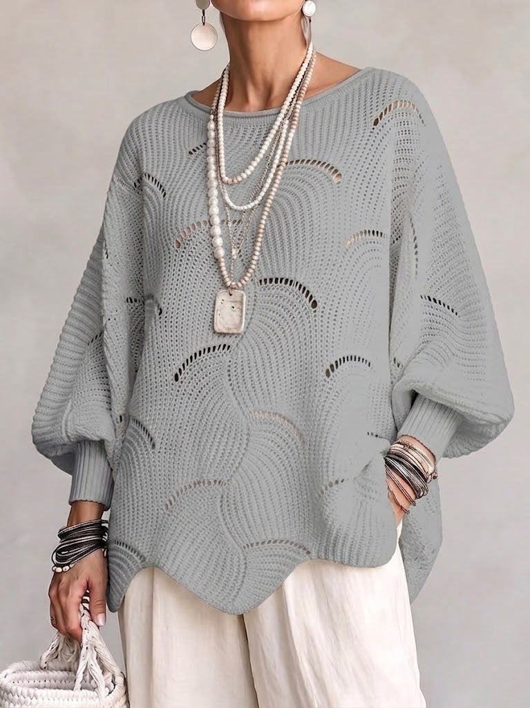 Mia | Wave Pattern Lantern Sleeve Top