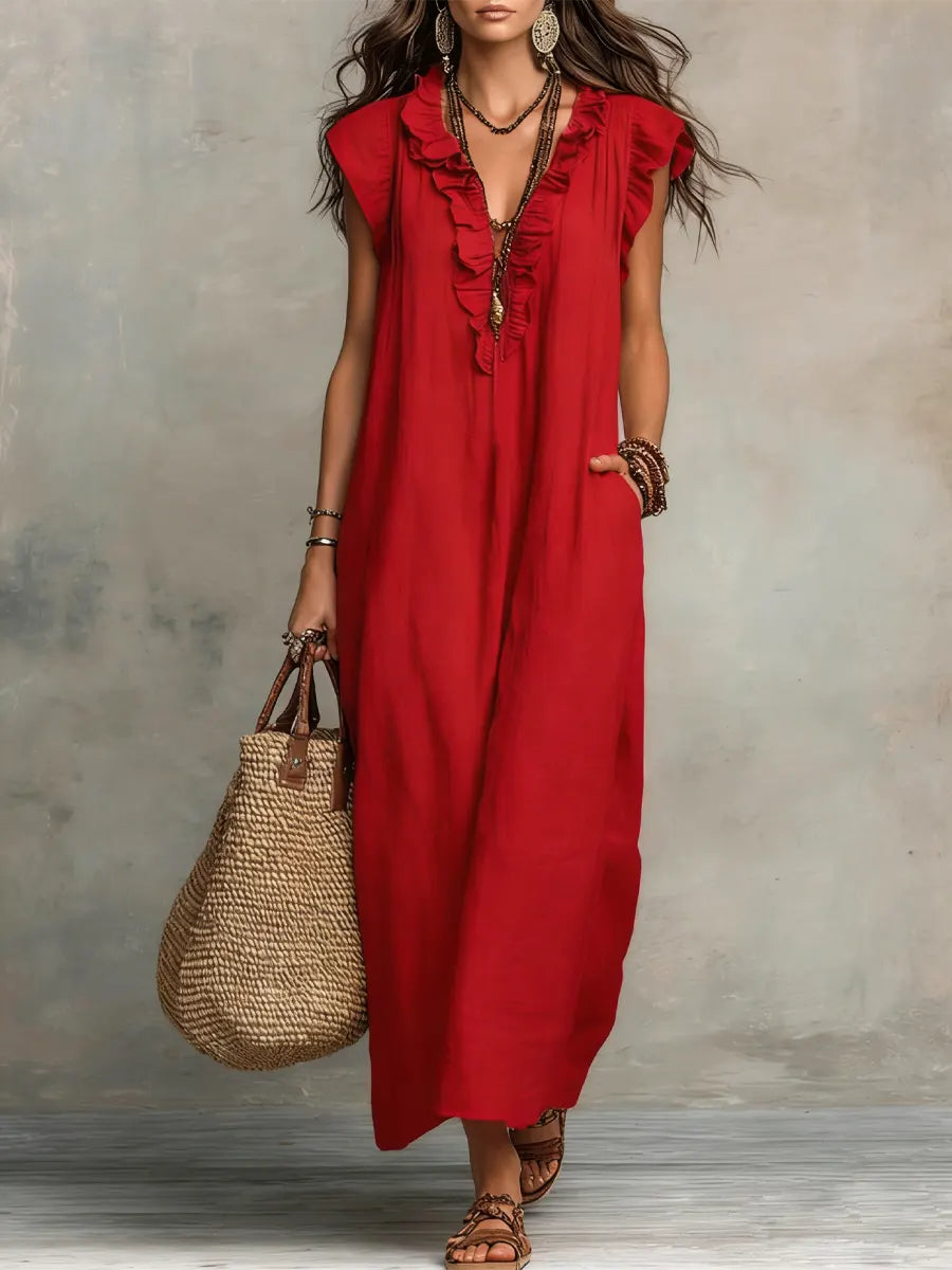 Evelyn | Bohemian Ruffle Maxi Dress