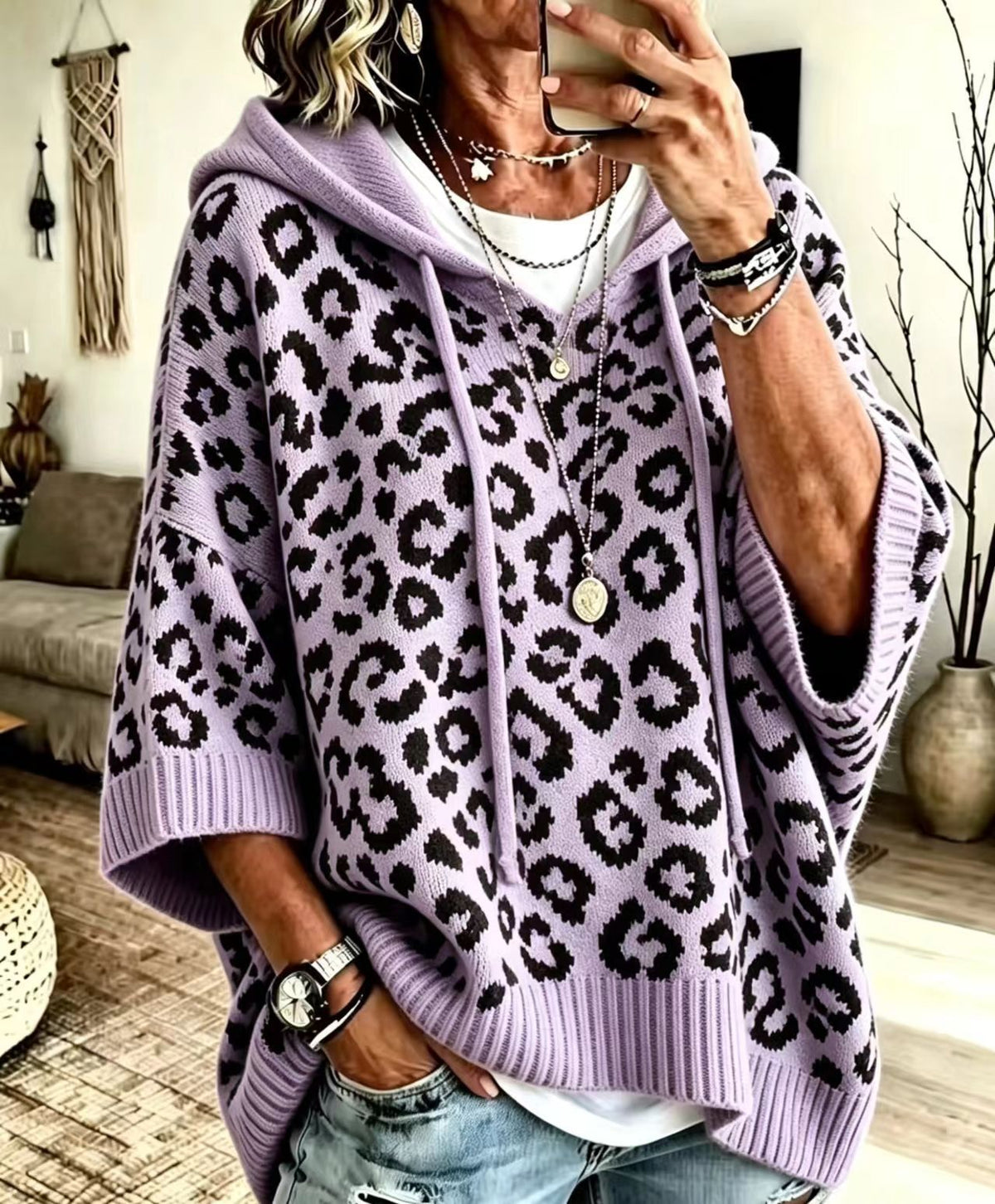 Maya™ | Comfortable And Casual Leopard-print Knitted Hoodie