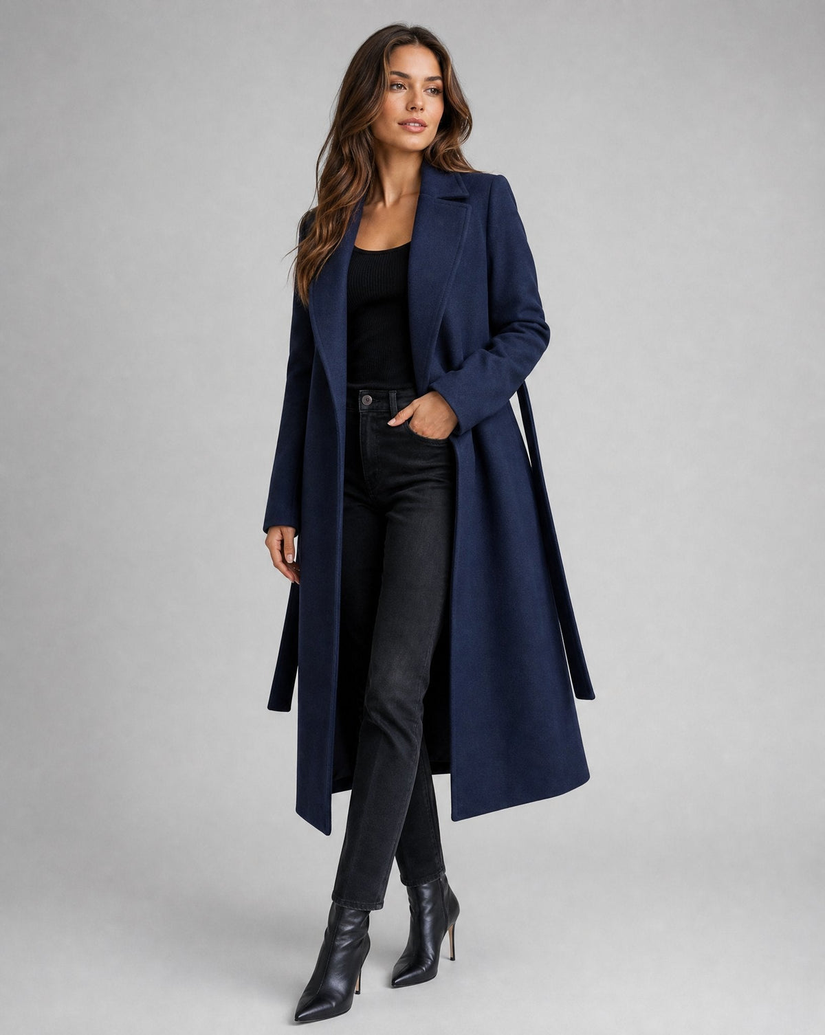 Josie | Long Belted Coat with Lapels