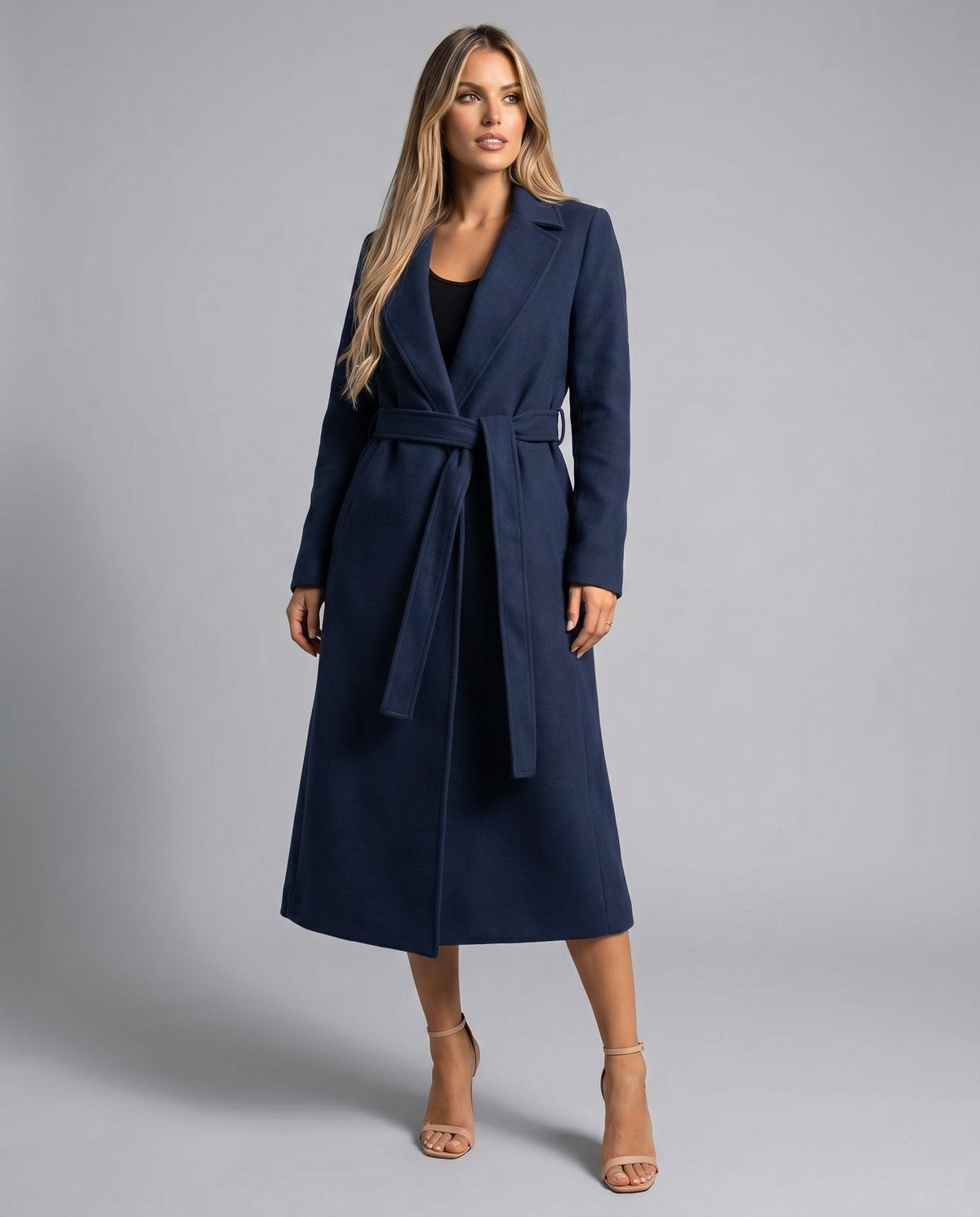 Josie | Long Belted Coat with Lapels