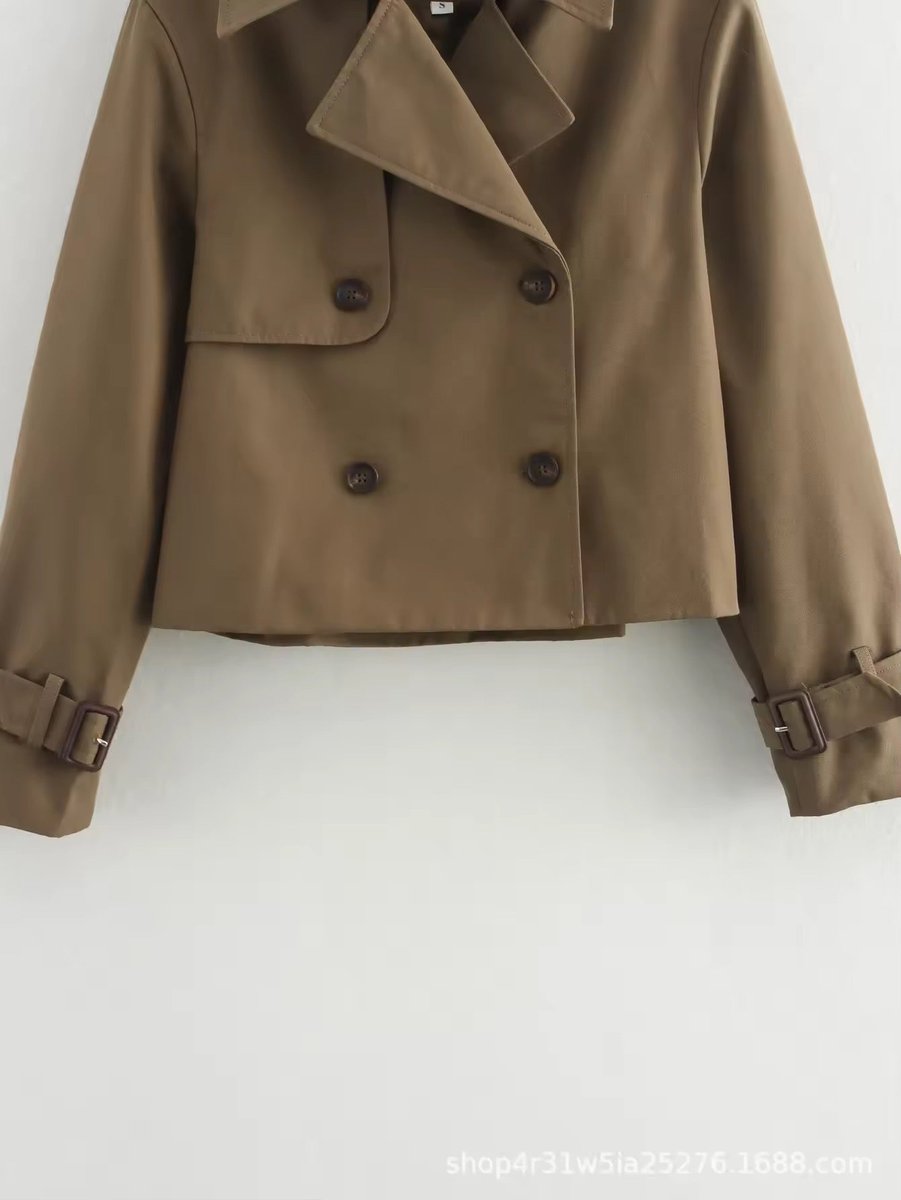 Emily | Double-Breasted Short Trench Coat
