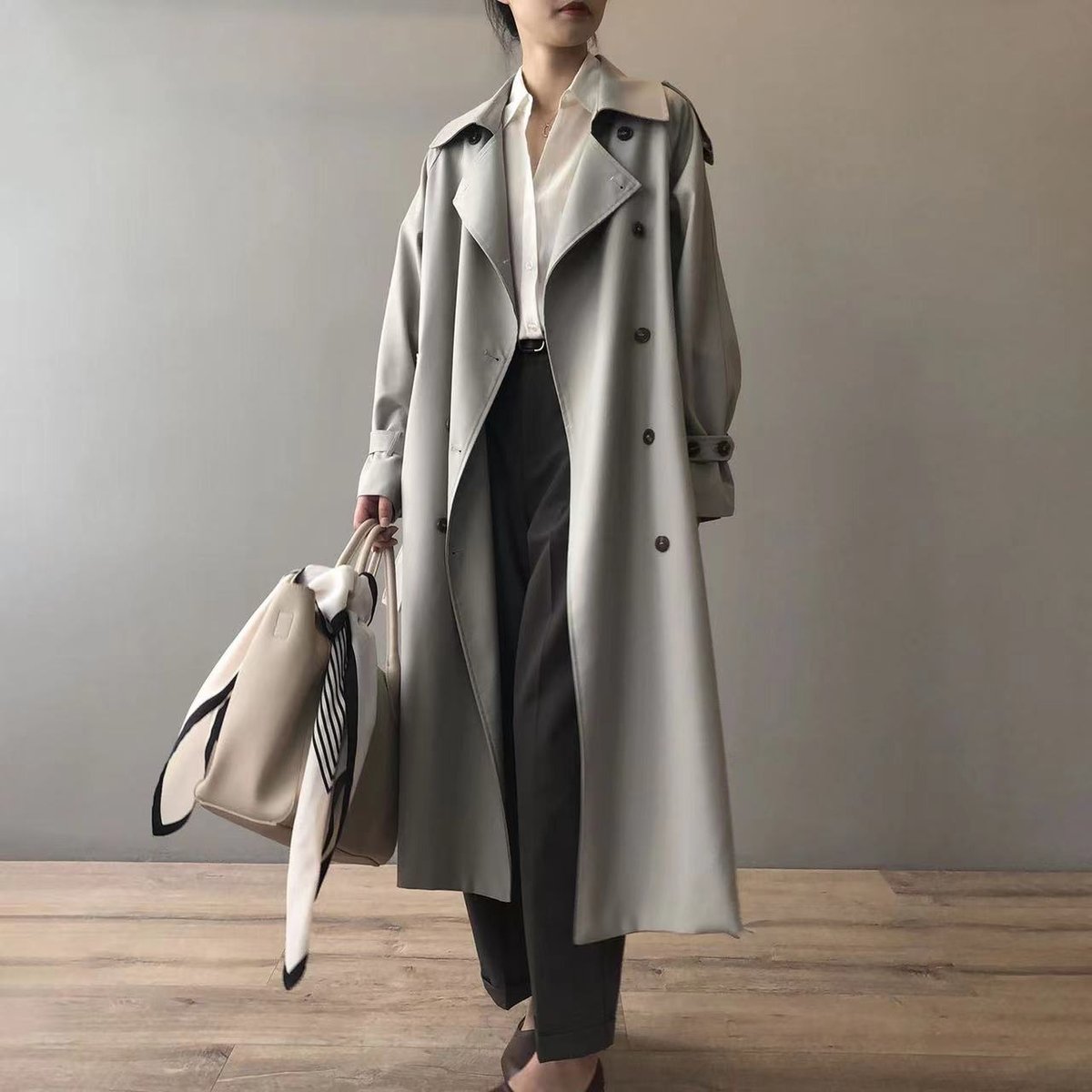 Catherine | Long Double-Breasted Belted Trench Coat