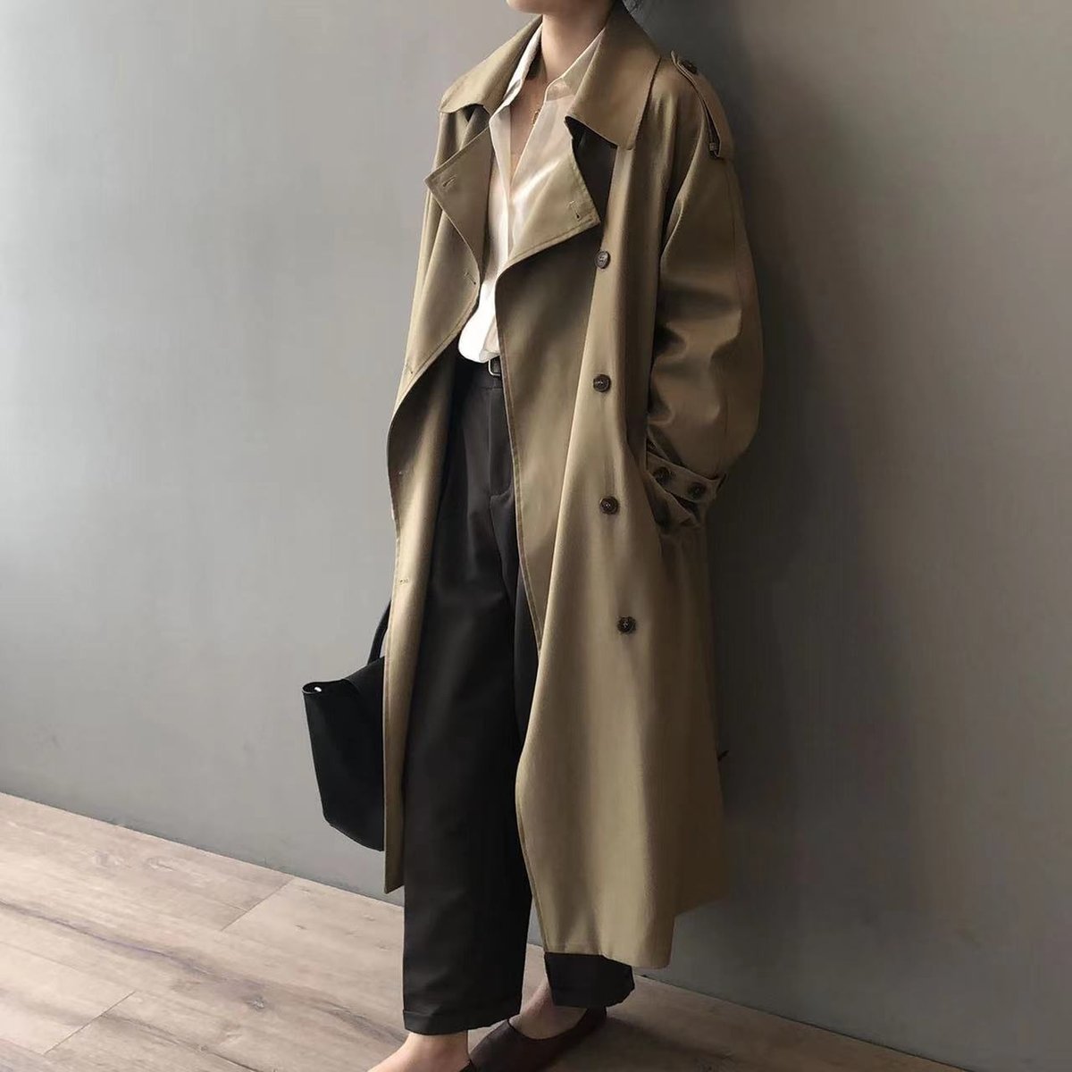 Catherine | Long Double-Breasted Belted Trench Coat