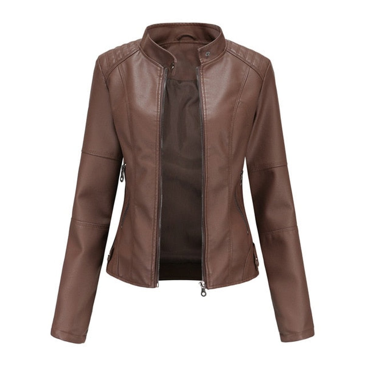 Helen | Refined Moto Jacket with Stand Collar