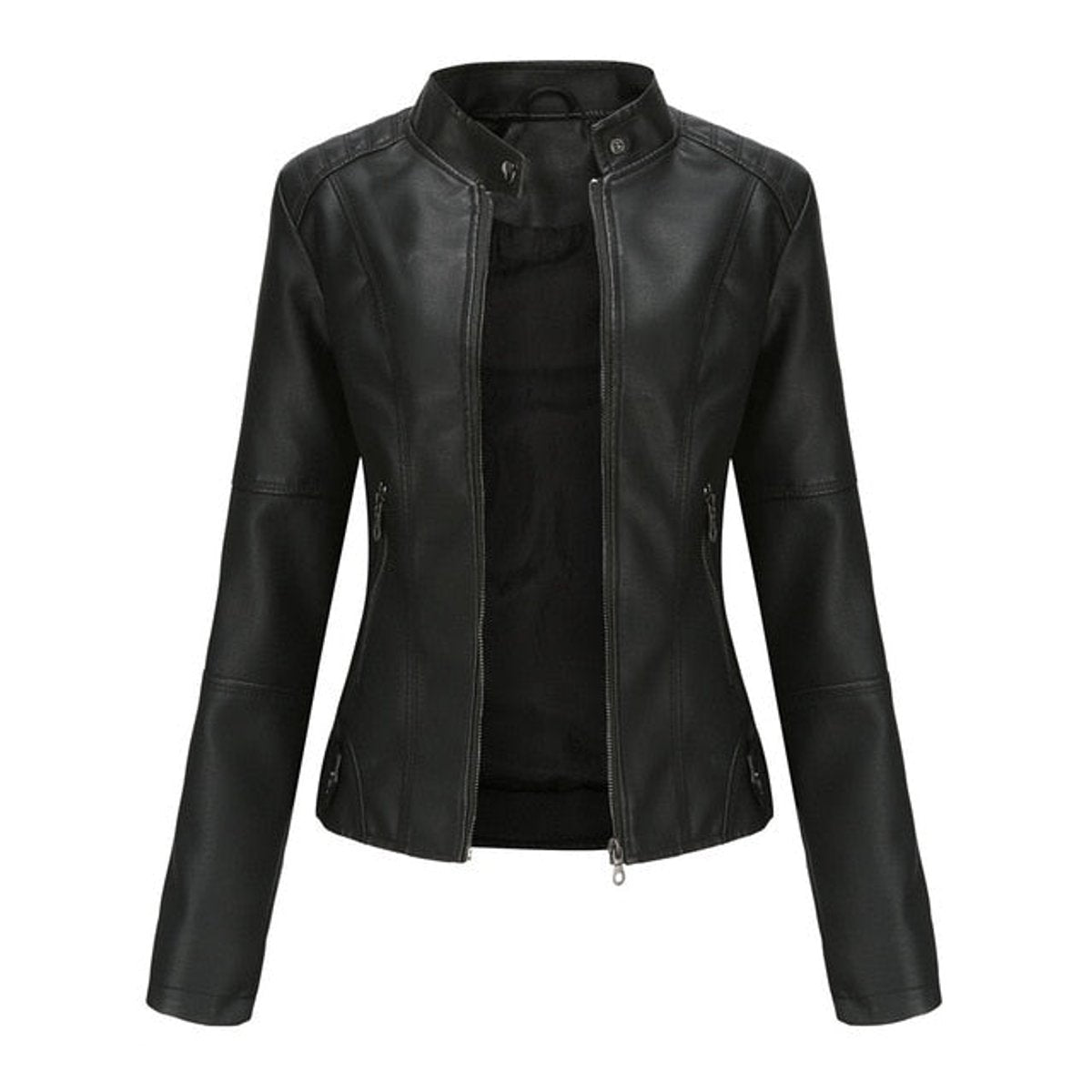 Helen | Refined Moto Jacket with Stand Collar