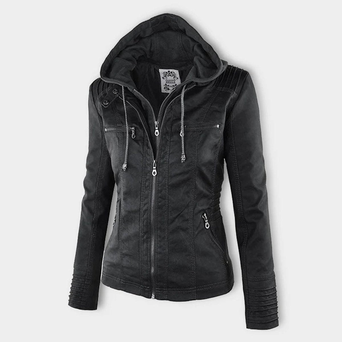 Lucinda | Hooded Moto Jacket with Removable Hood