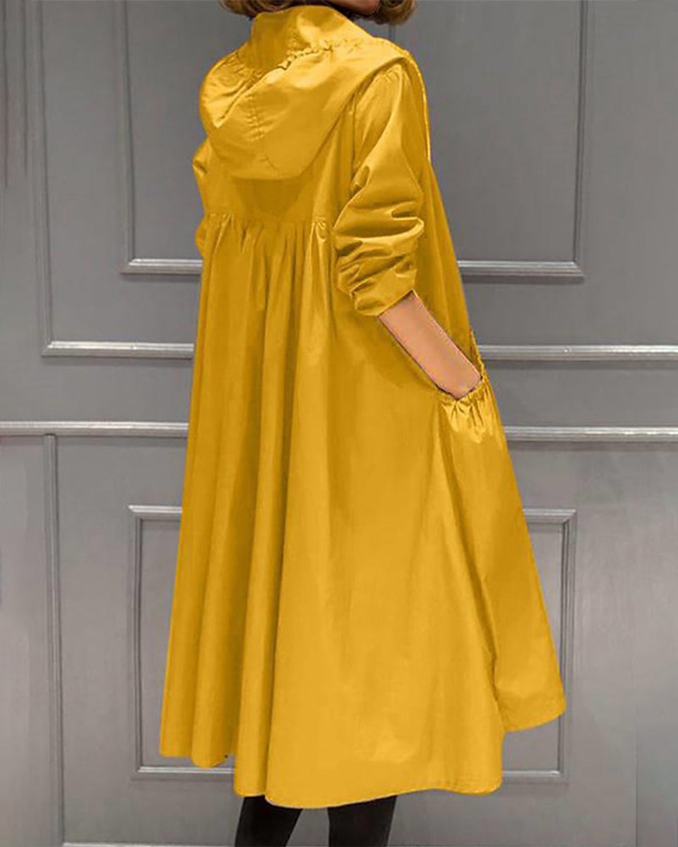 Cassandra | Long Hooded Zipped Trench Coat