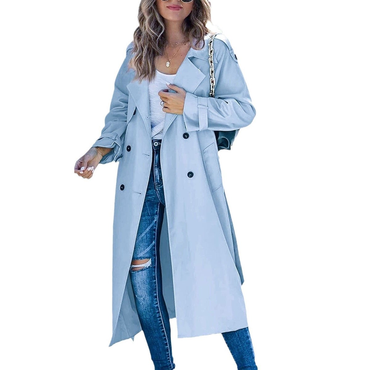 Julia | Long Crossed and Belted Trench Coat