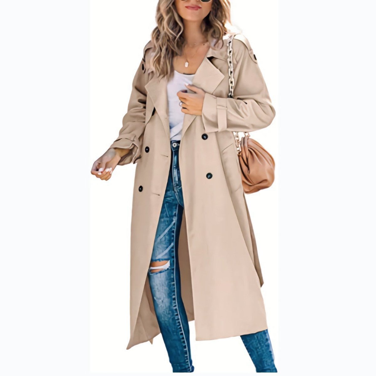 Julia | Long Crossed and Belted Trench Coat