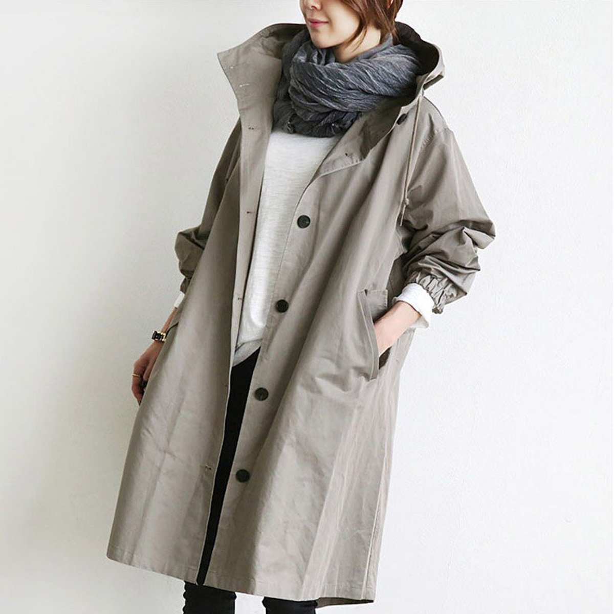 Mallory | Oversized Hooded Coat with Front Buttoning