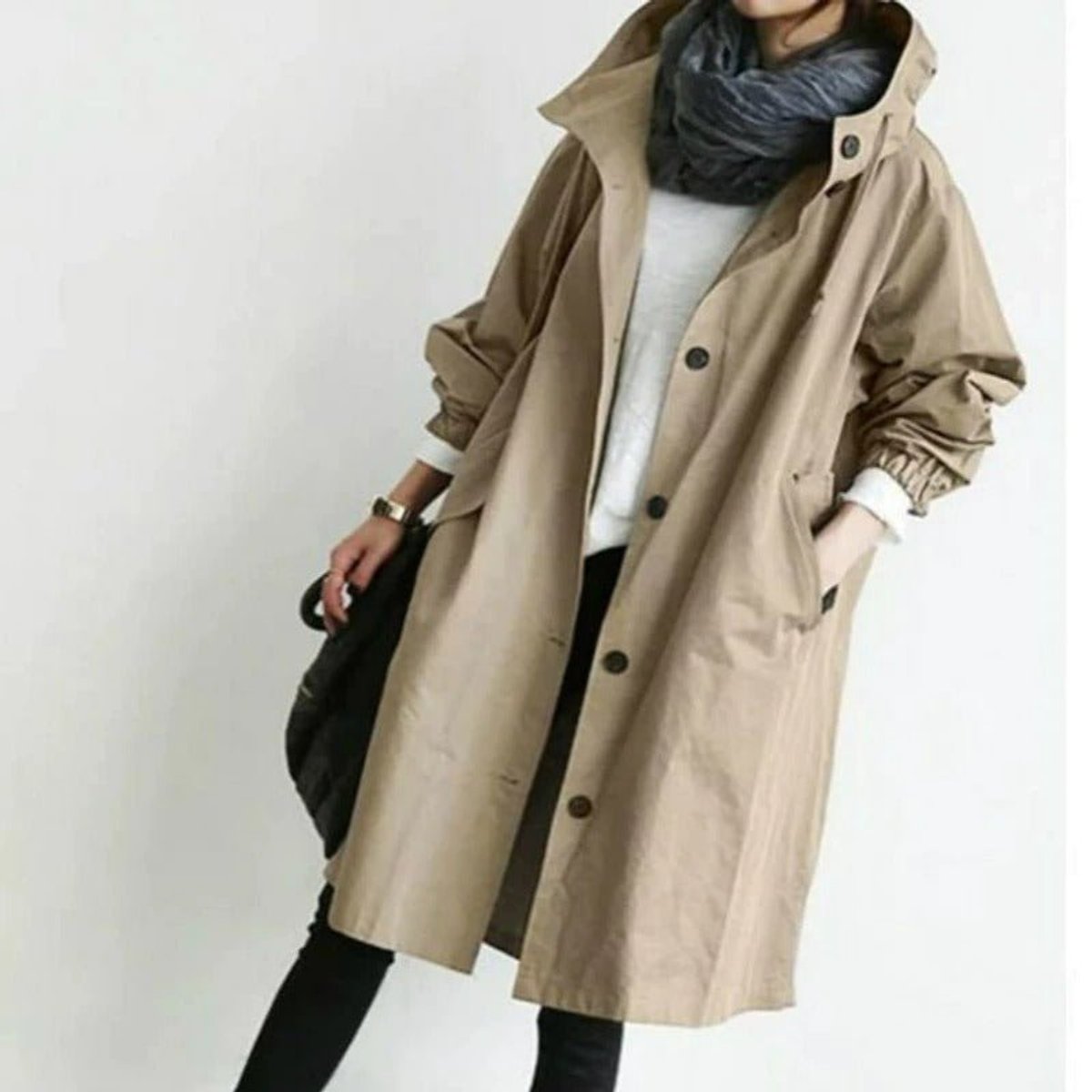 Mallory | Oversized Hooded Coat with Front Buttoning