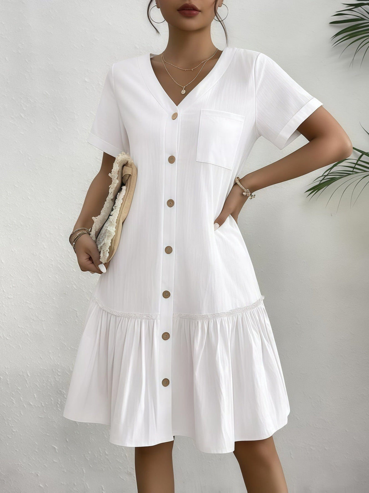 Women’s Flared One-Button Dress
