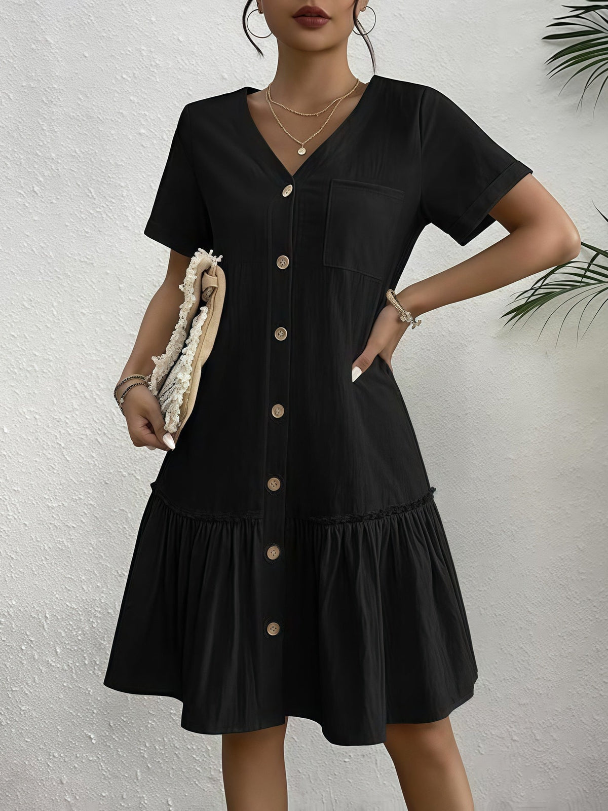 Women’s Flared One-Button Dress
