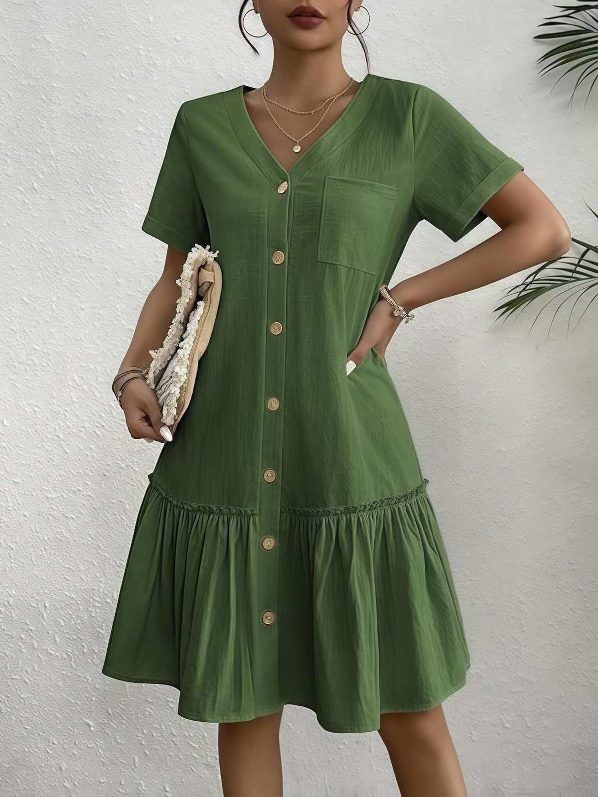Women’s Flared One-Button Dress