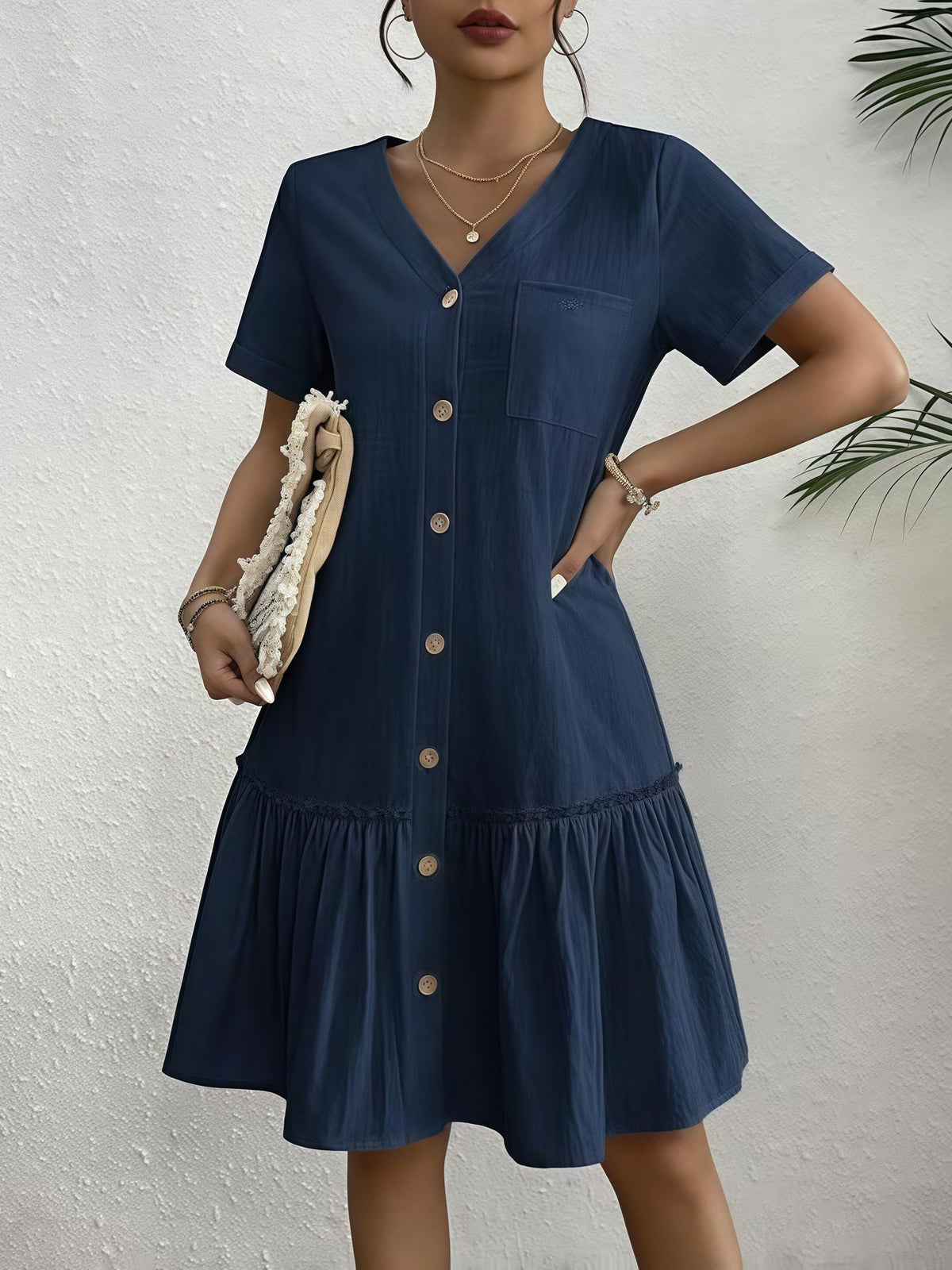 Women's A-Line One-Button Dress