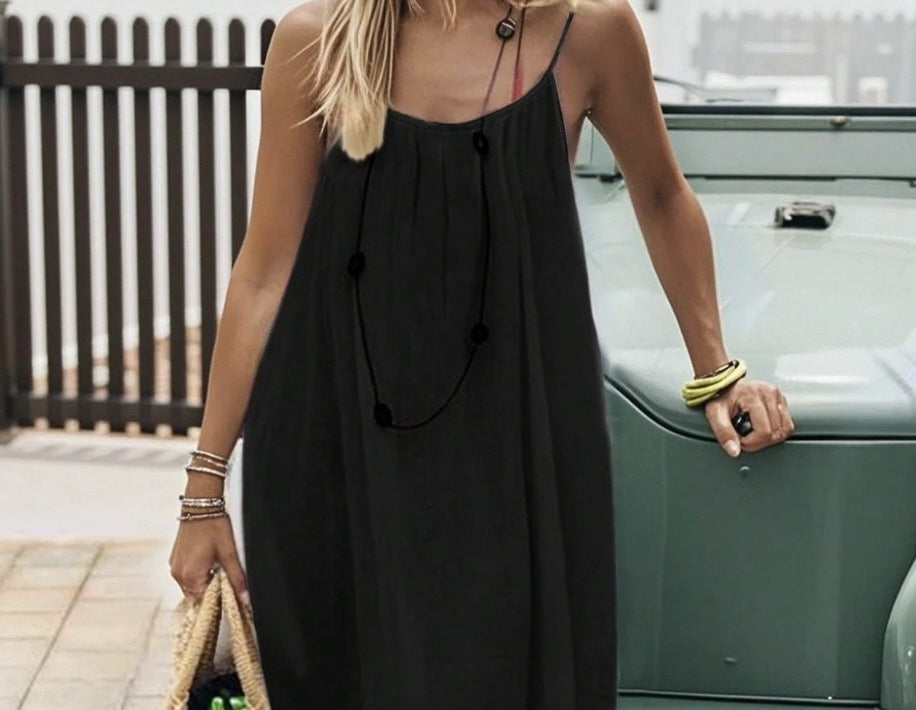 Mini Slip Dress in Ice Silk with Solid Color, Pleats, and Open Back