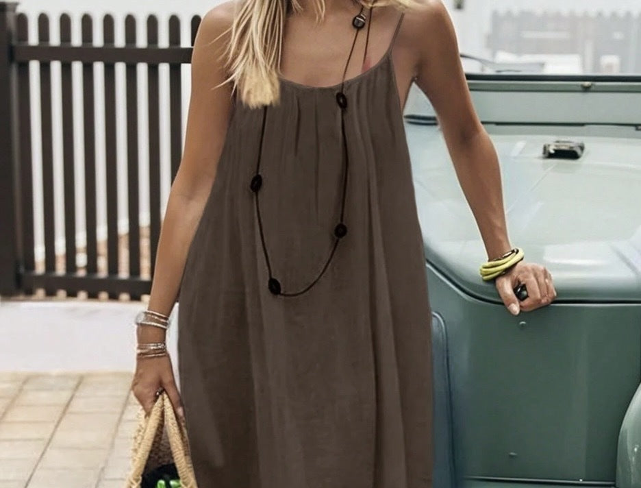 Mini Slip Dress in Ice Silk with Pleats and Open Back