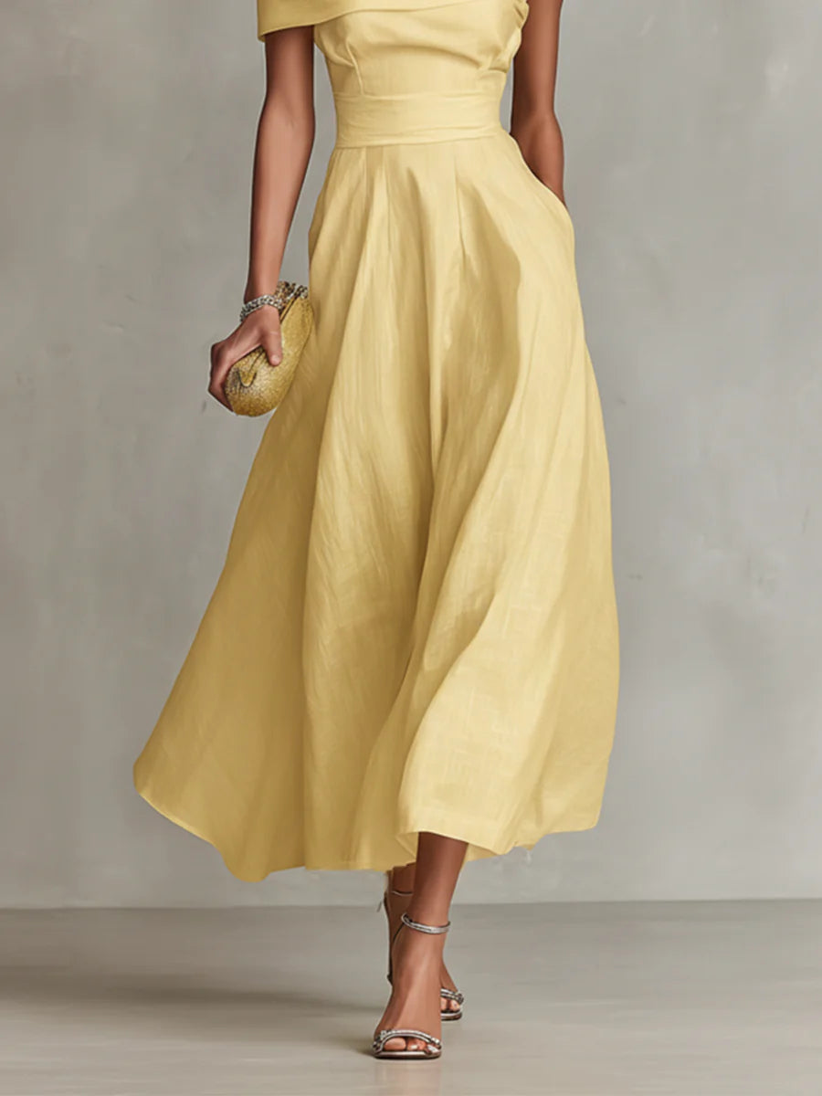 Yellow One-Shoulder Maxi Dress