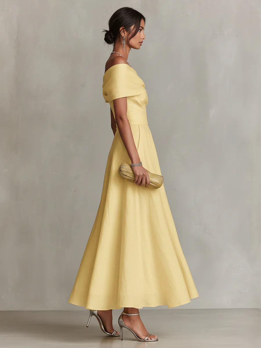 Yellow One-Shoulder Maxi Dress