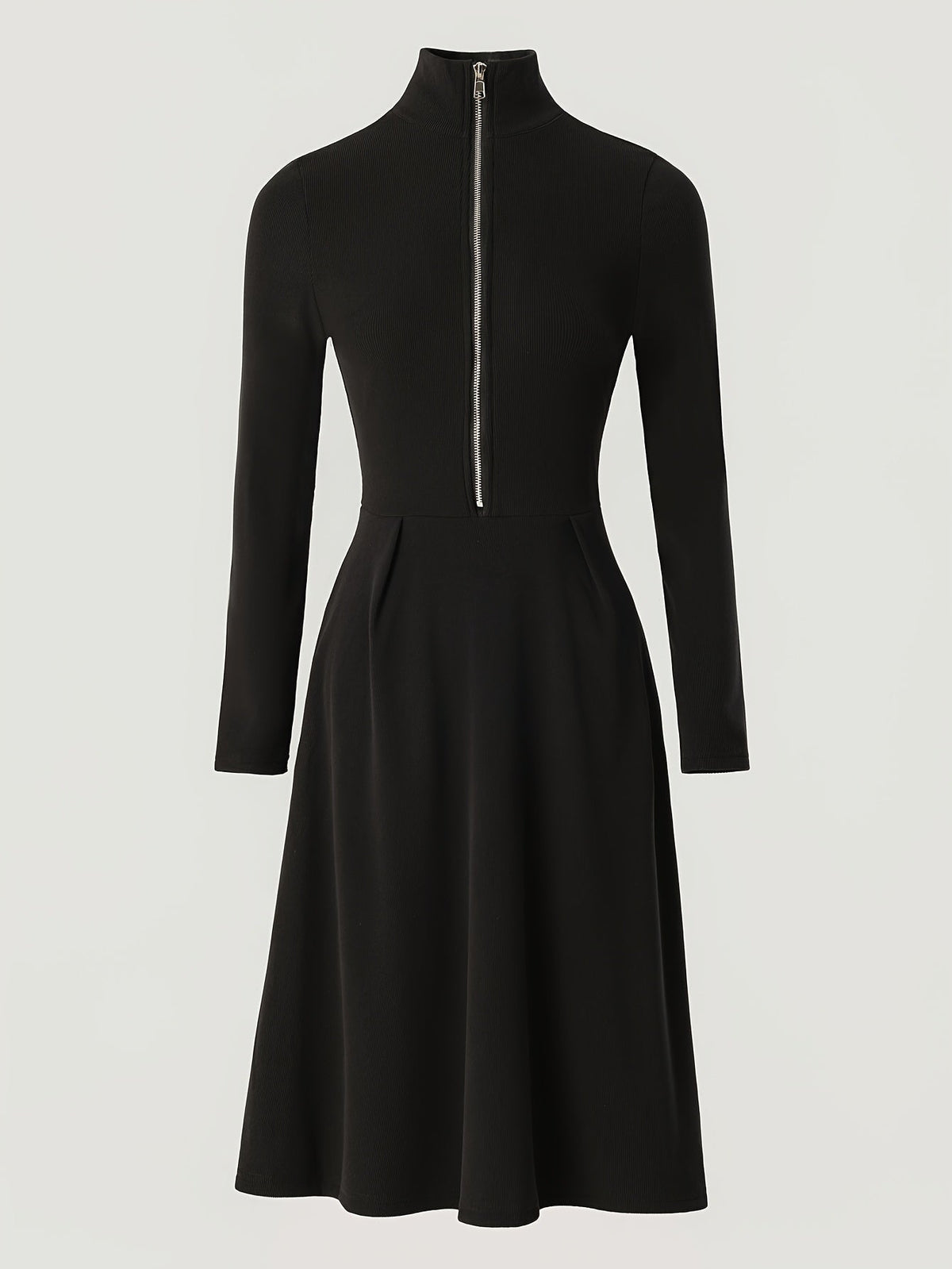 Zinnia | Zip-Front Long-Sleeve Fitted Midi Dress for Women
