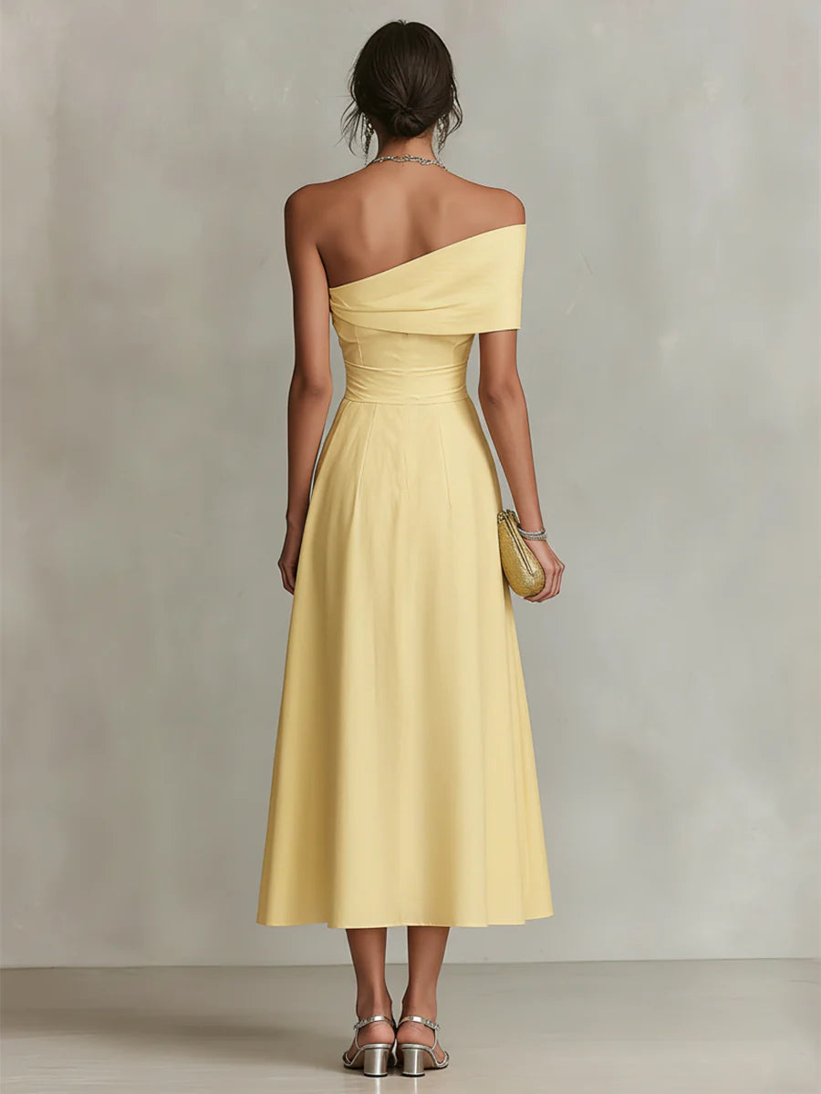 Yellow One-Shoulder Maxi Dress