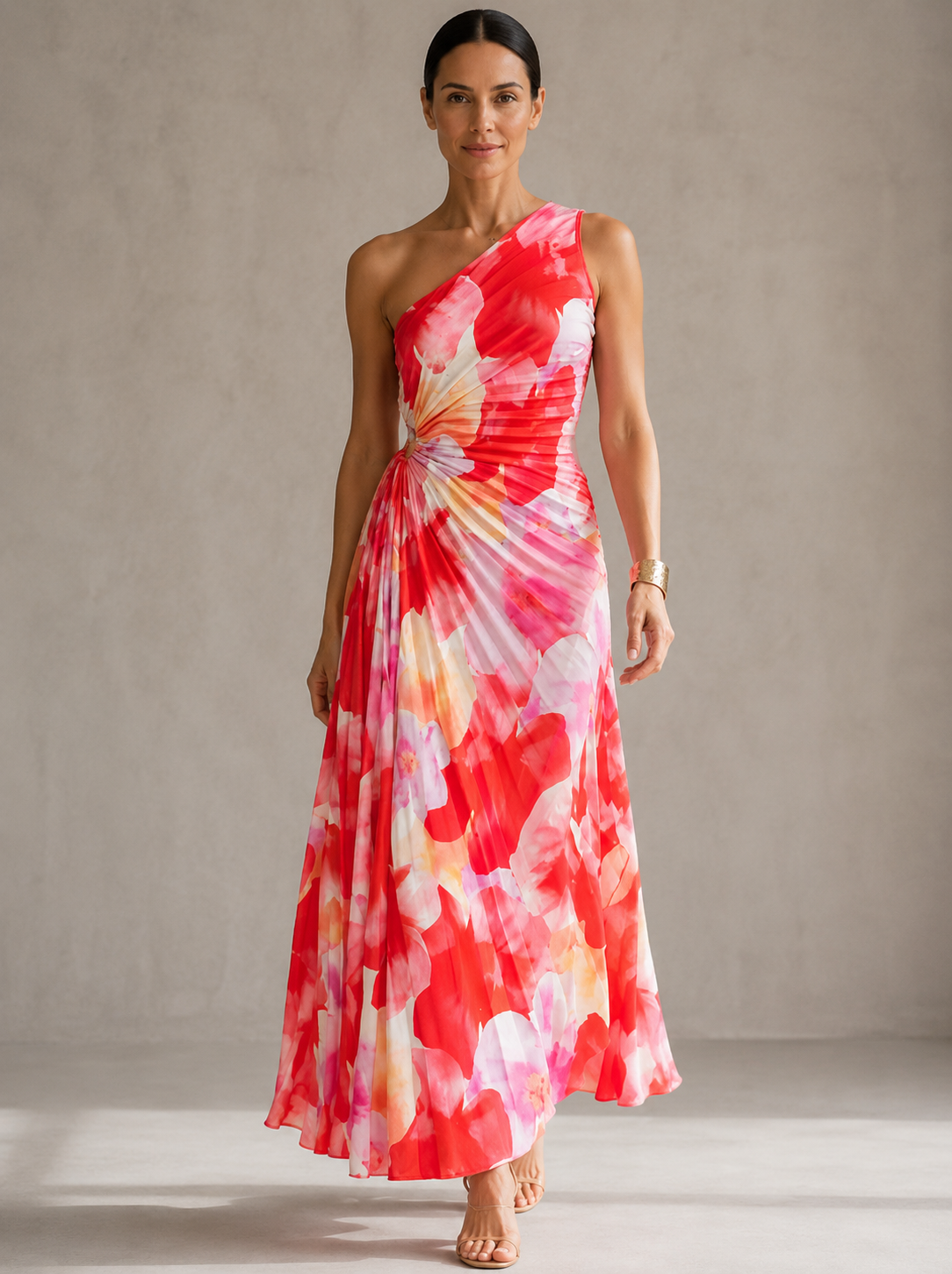 Selena | Pleated Dress with One Shoulder