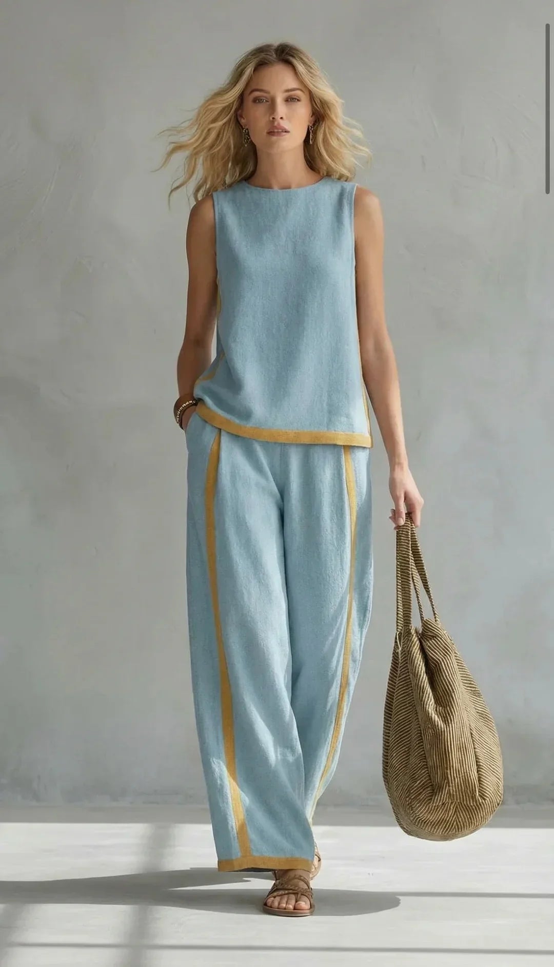 Ursula - Elegant and Casual Set of Vest and Trousers with Bicolor Finishes
