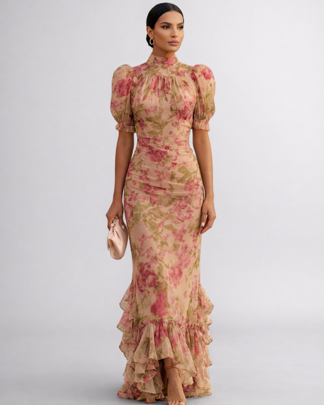 Serafina | Long Floral Chiffon Dress