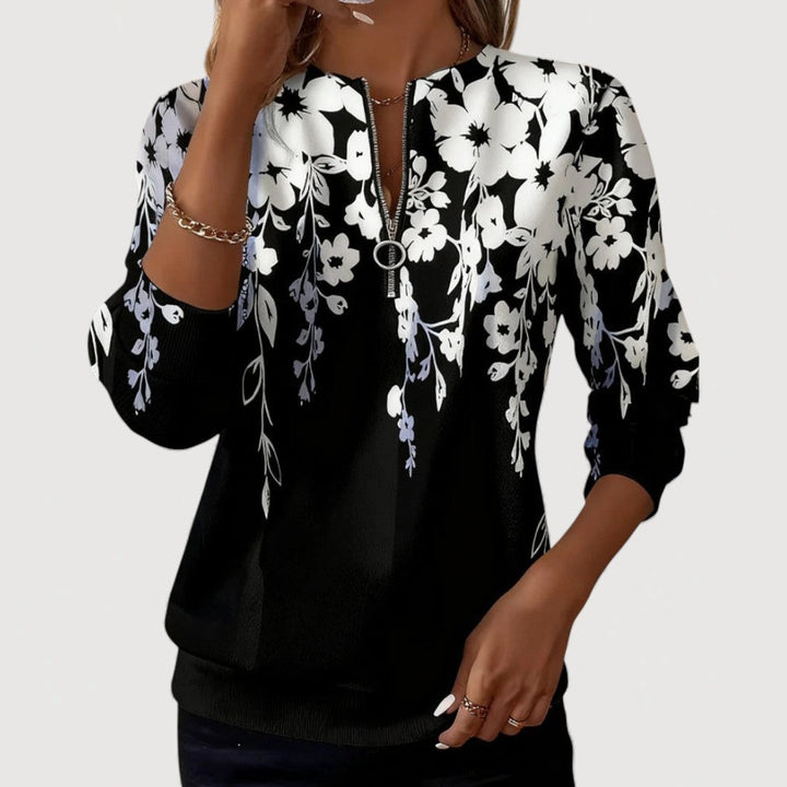 MARENZA – Floral Zip-Up Top