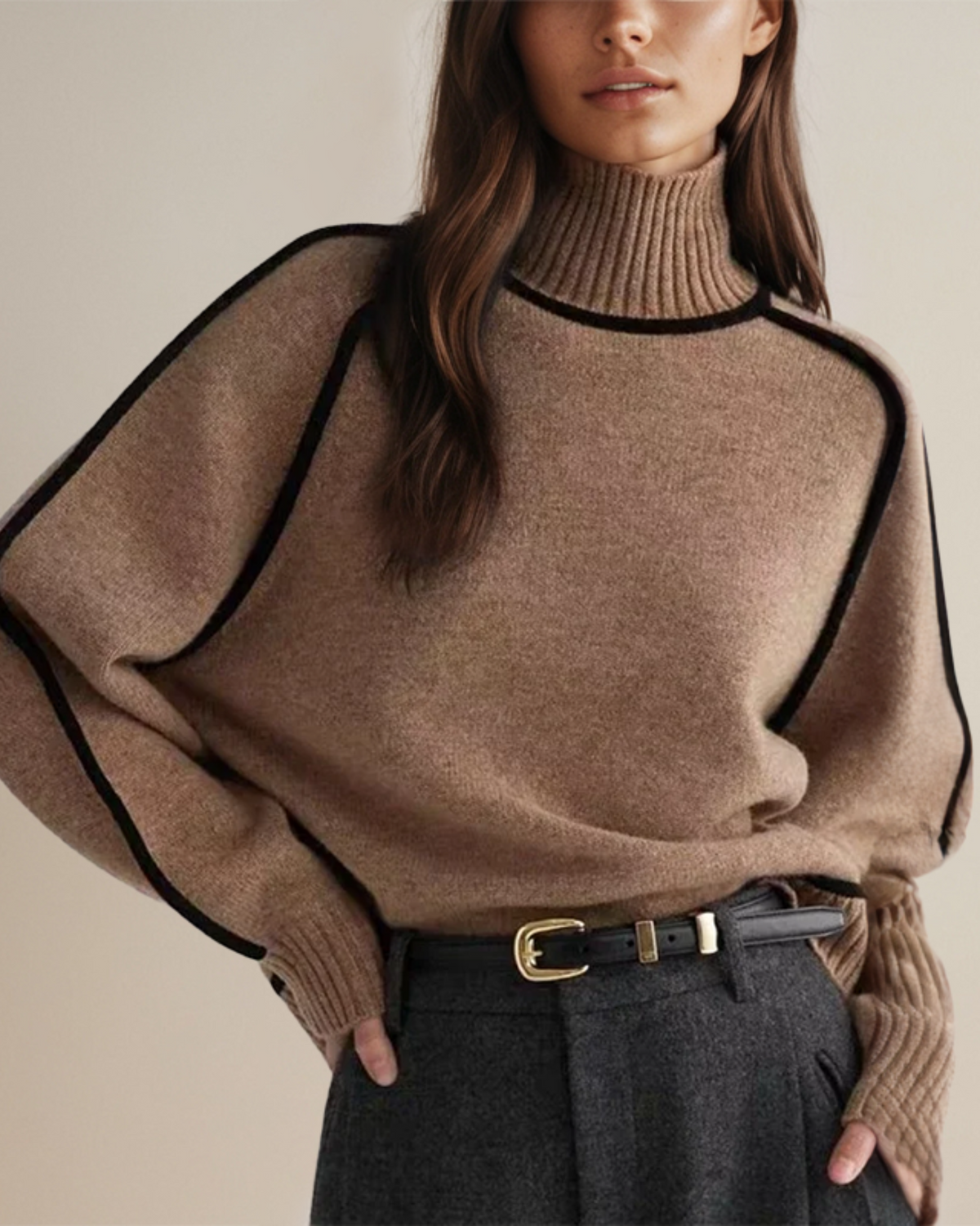 P|H - Contrast Piped Turtleneck Sweater Evelyn