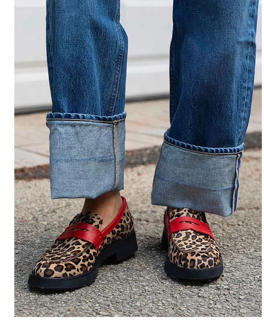 Geneva Loafers — Leopard Print with Red Details