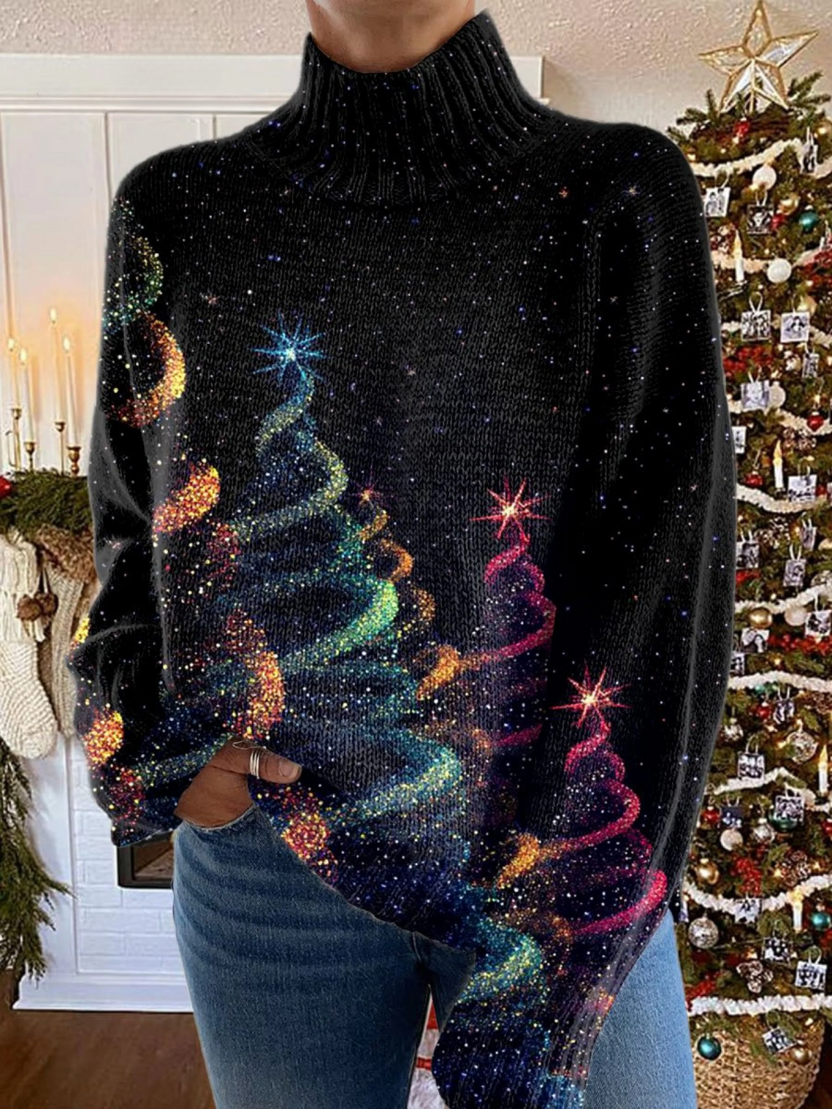 Colleen | Sparkling Christmas Turtleneck Sweater