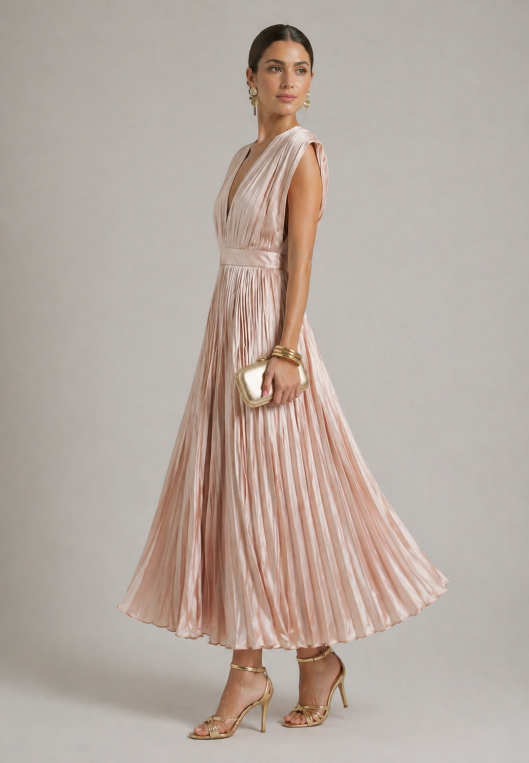 Hayes & Tate™  | Timeless Pleated Midi Dress