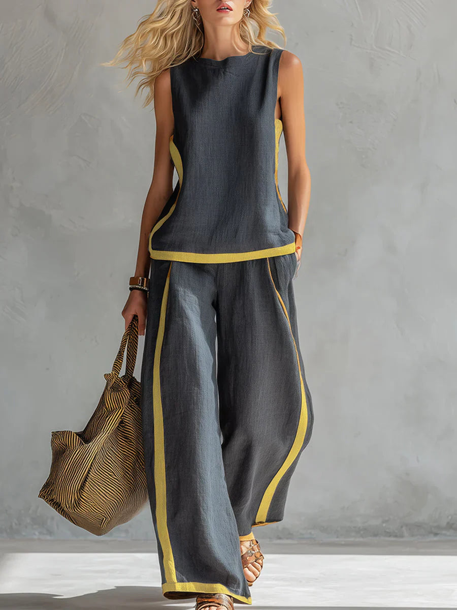Ursula - Elegant and Casual Set of Vest and Trousers with Bicolor Finishes