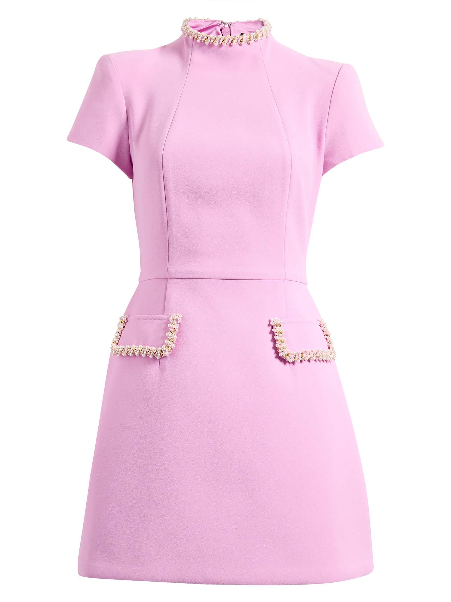 Exquisite and Playful Mini Dress with Pockets and Pearl Trim