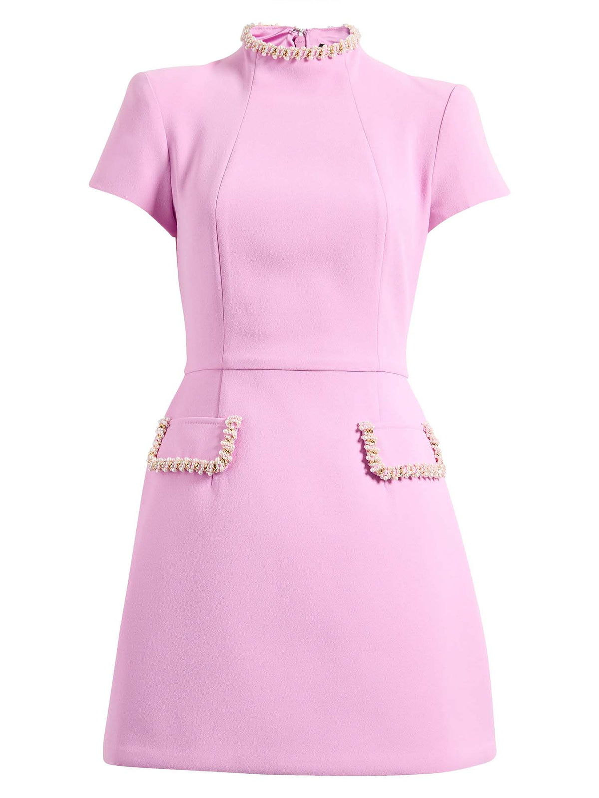 Exquisite and Playful Mini Dress with Pockets and Pearl Trim