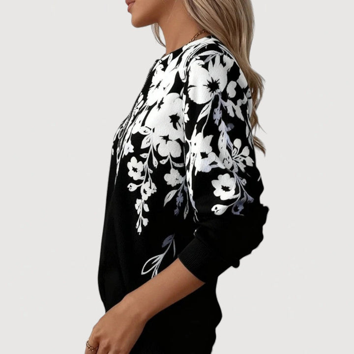MARENZA – Floral Zip-Up Top