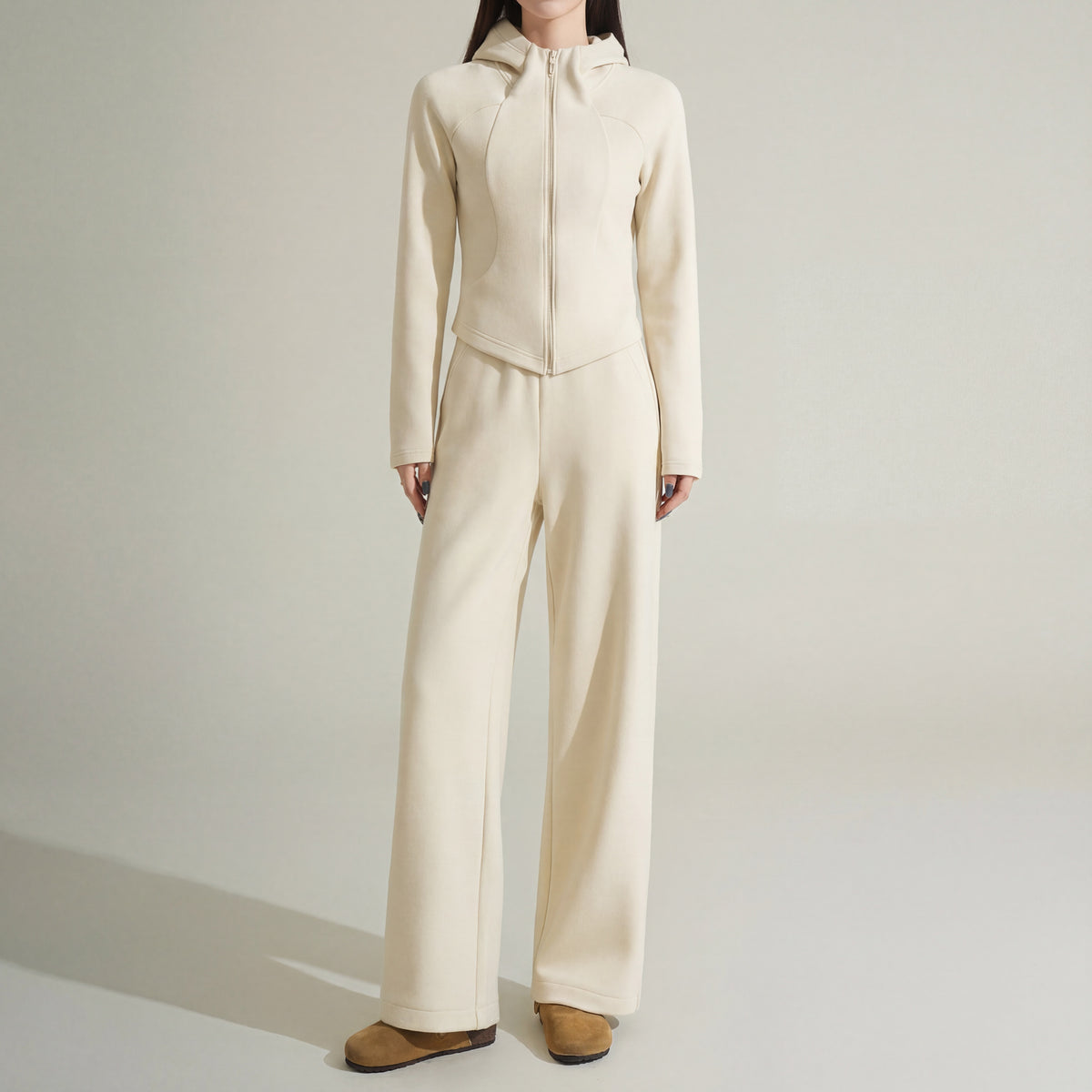 Brushed Knit Zip Hoodie & Pant Set