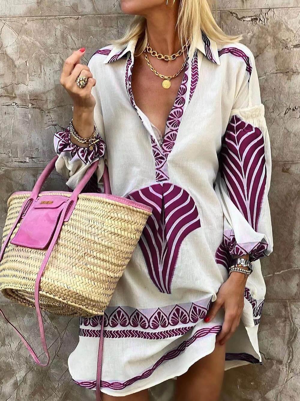 Simple Unique Print Mini Holiday Dress