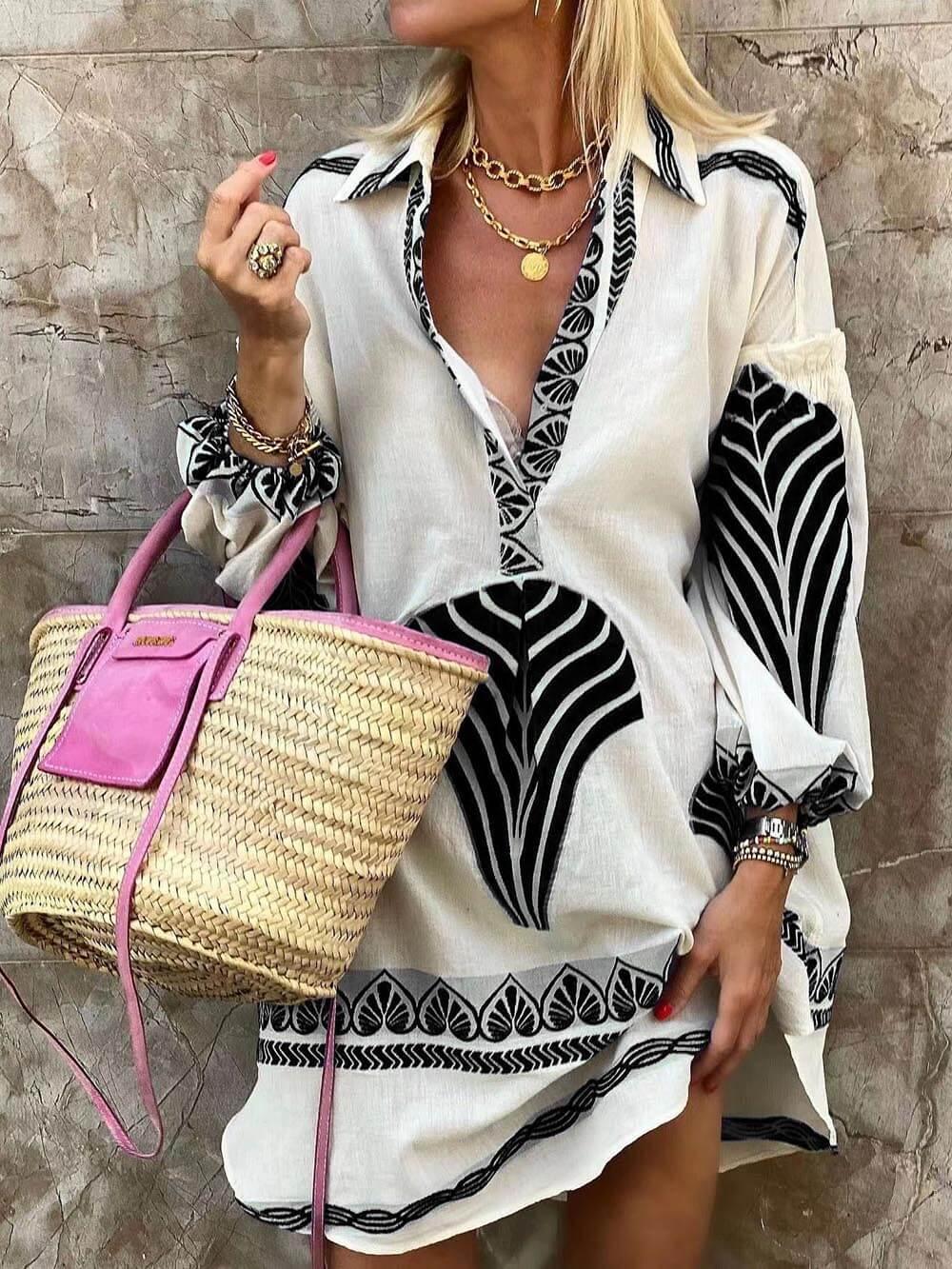Simple Unique Print Mini Holiday Dress