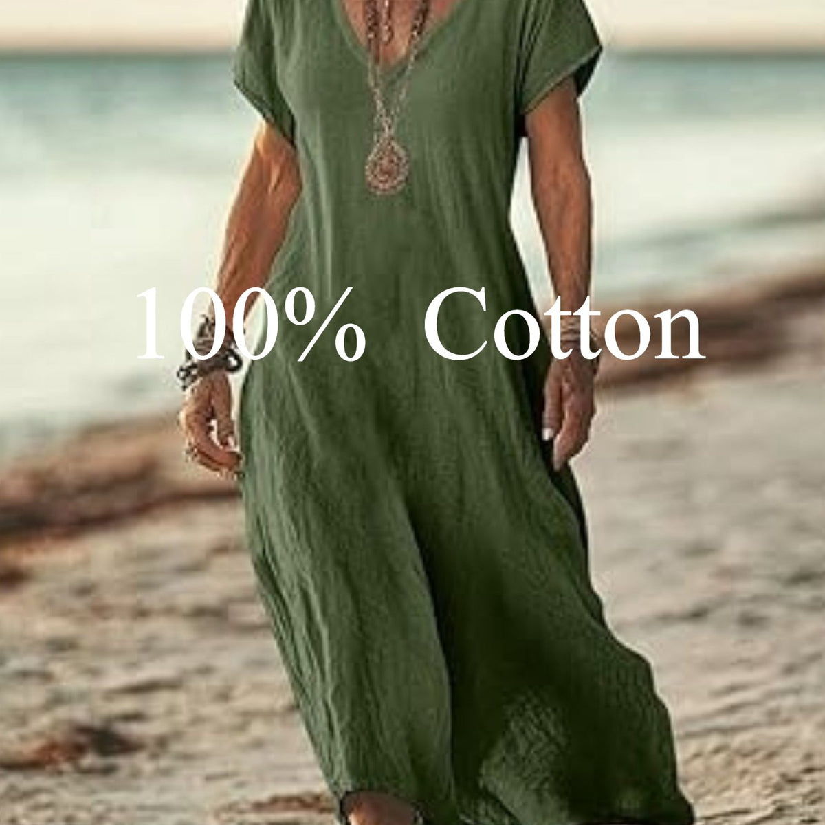 Angela |  100% cotton V-neck Maxi Dress