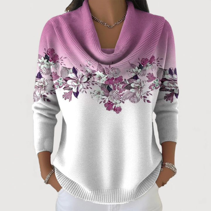 ALORA – Floral Cowl Neck Sweater