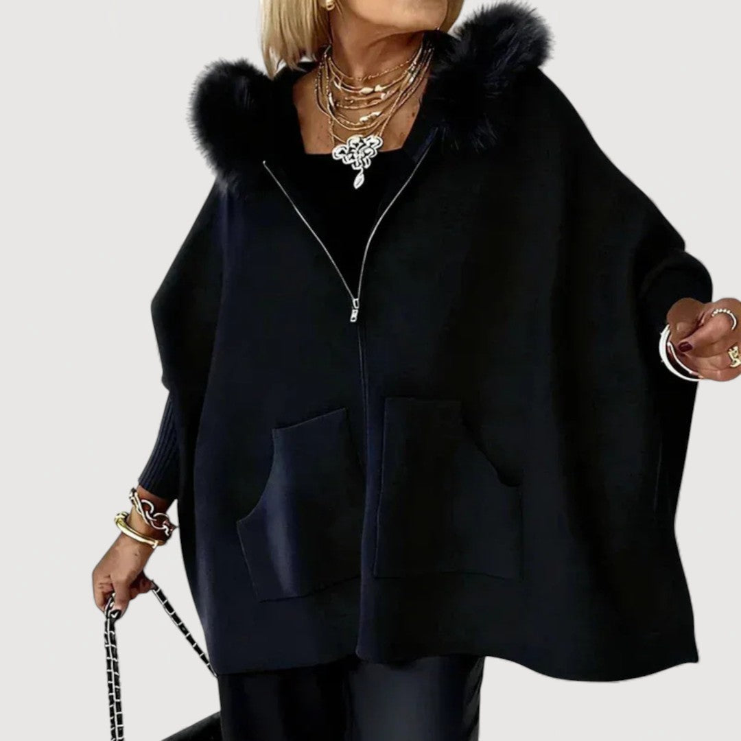 JENNA – CAPE COAT WITH HOOD