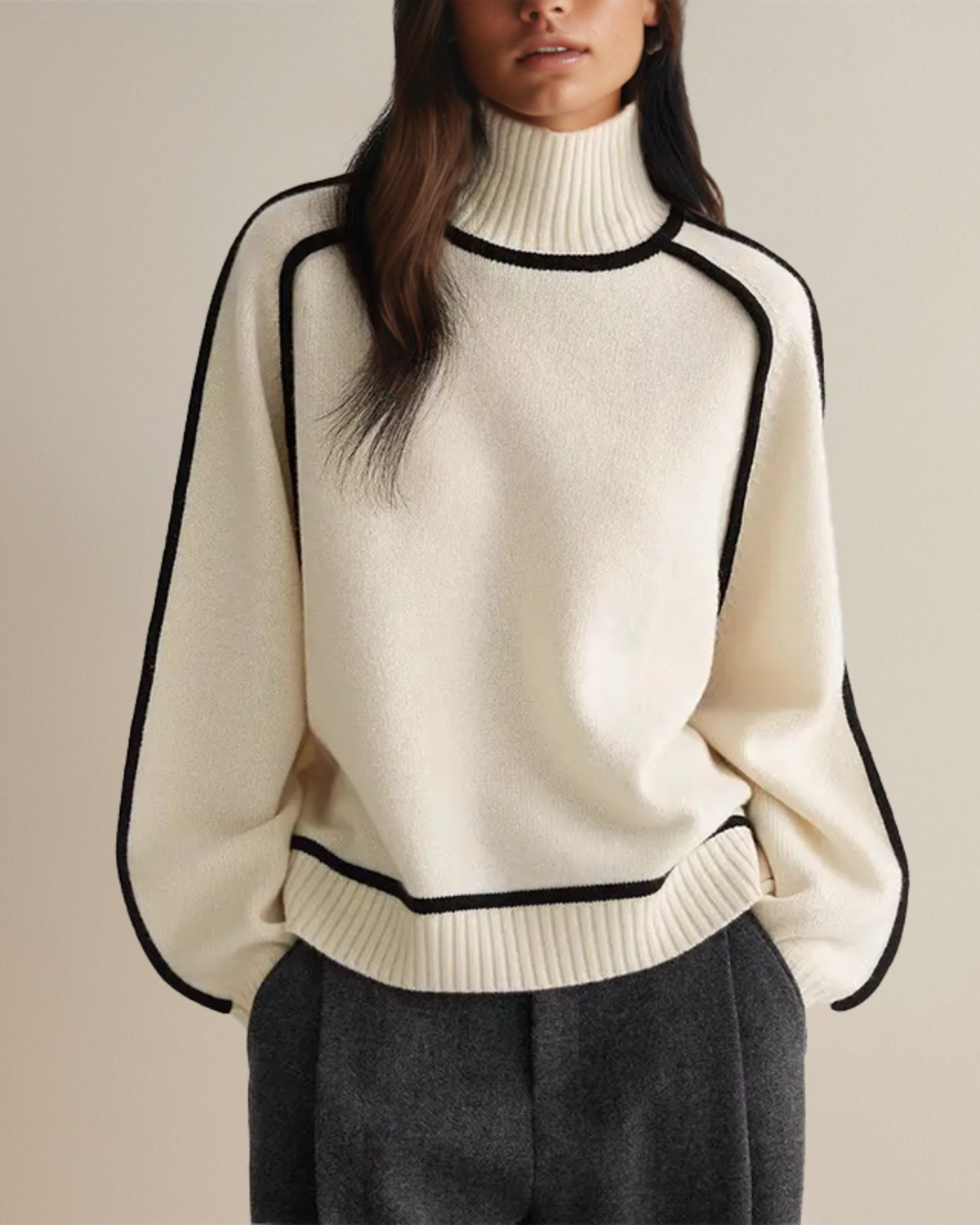 P|H - Contrast Piped Turtleneck Sweater Evelyn
