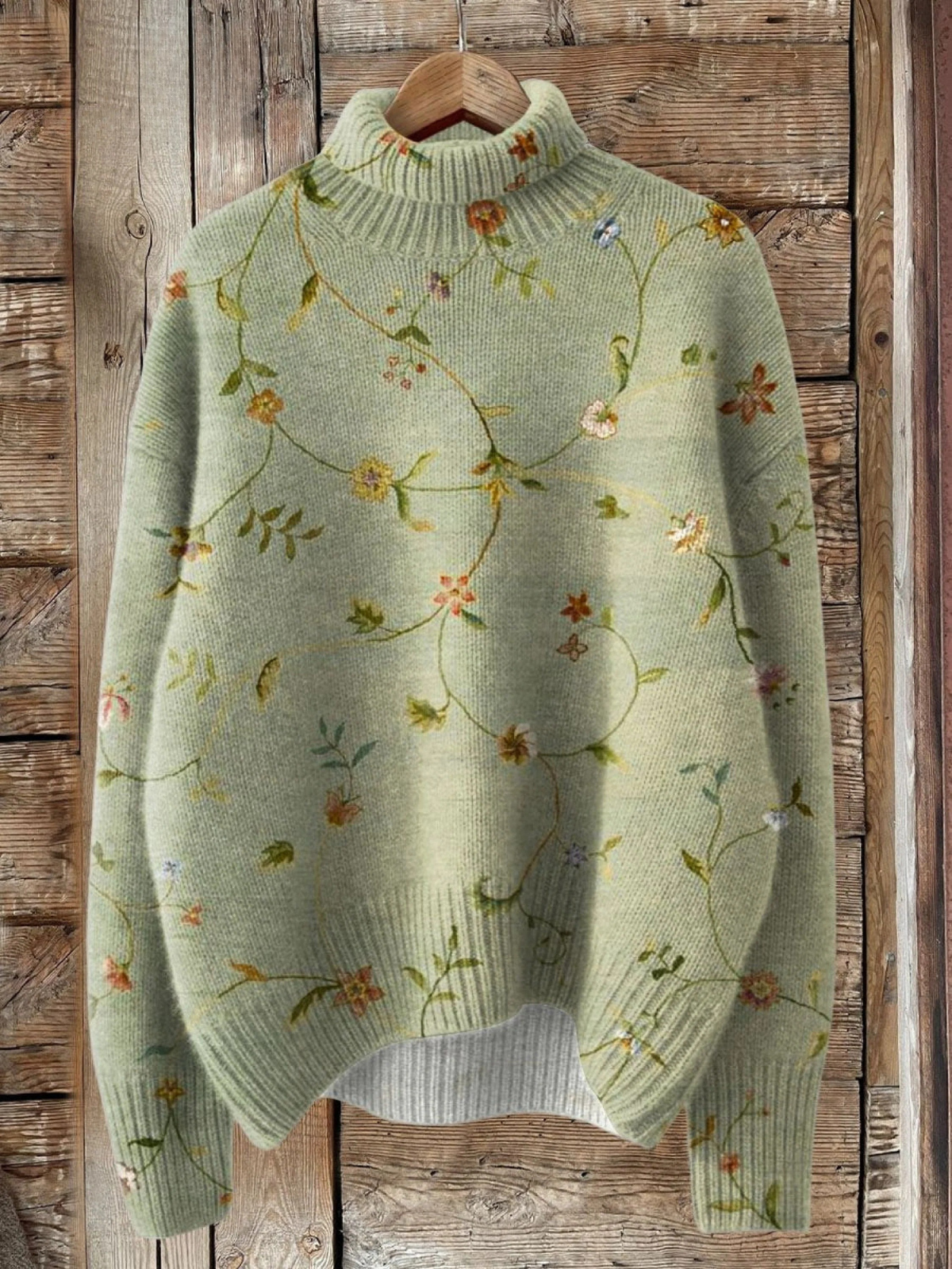 Edith | Floral Vine Turtleneck Sweater