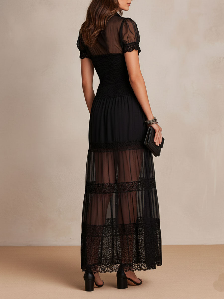 Sierra | Lace-Insert Maxi Dress