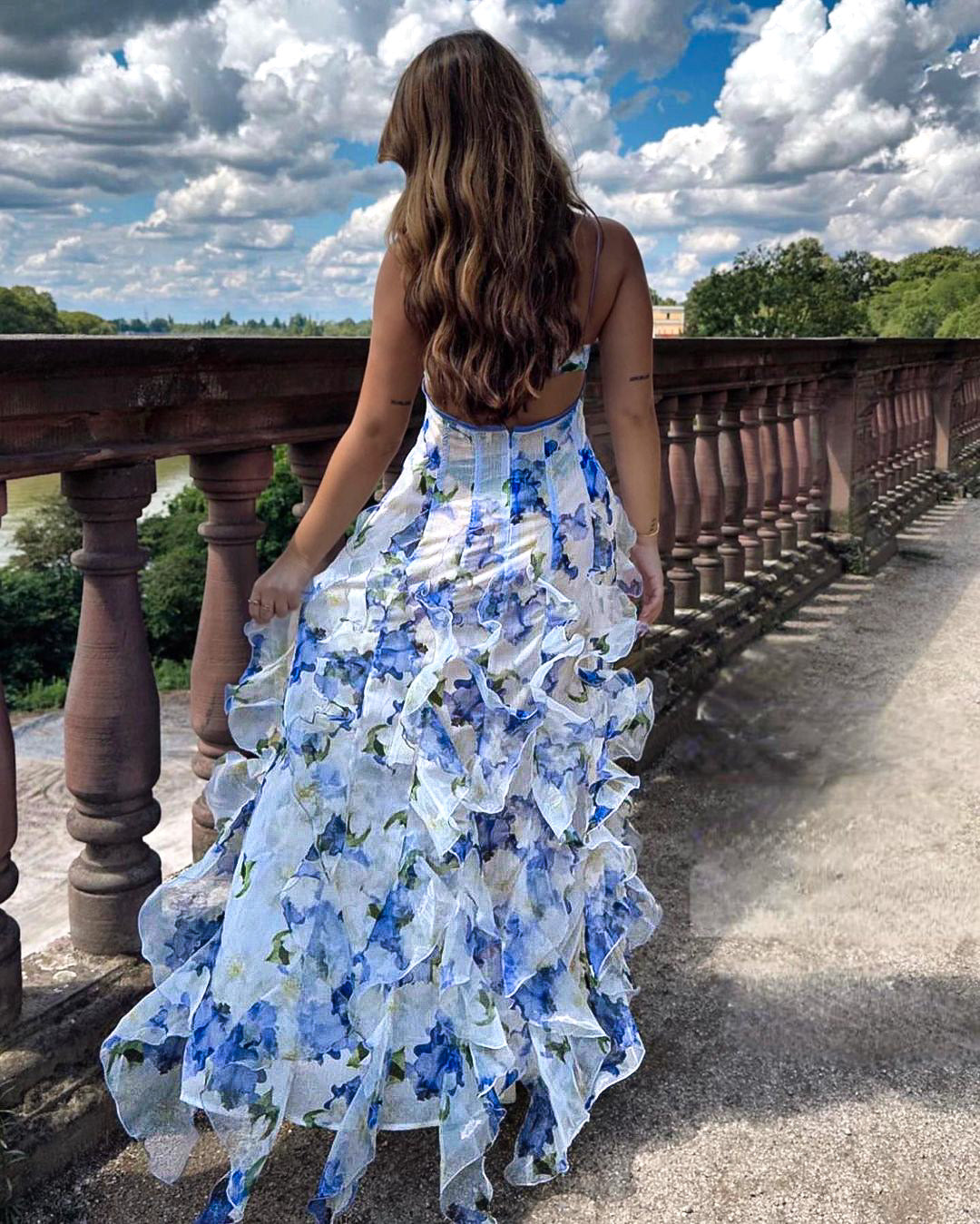 Isla | Midi Floral Dress with Ruffles