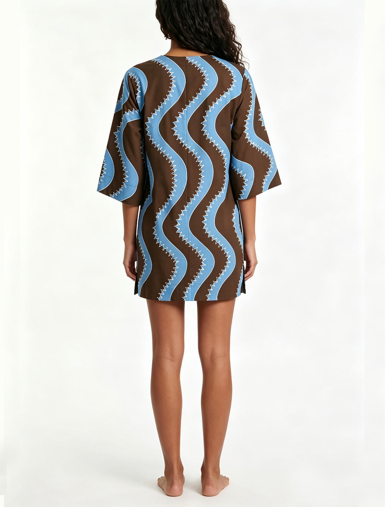 Brown V-Neck Mini Dress