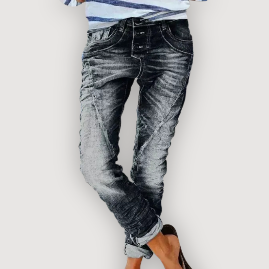 KYRA – Front Button Denim Jeans
